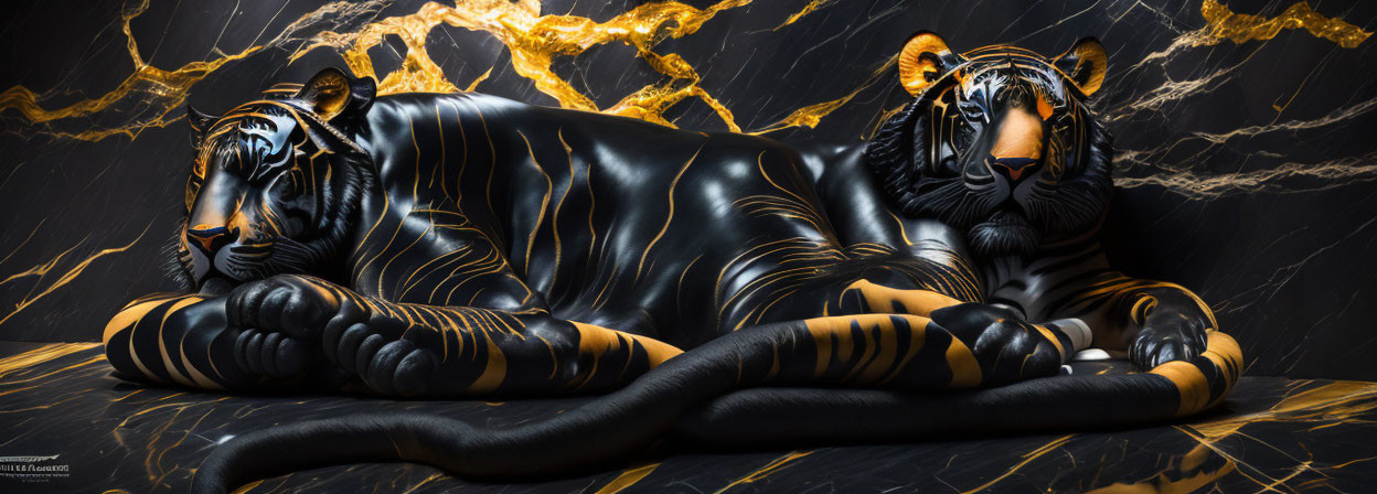 Tigres en marbre noir