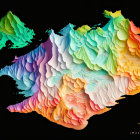 Colorful Abstract Artwork: Vibrant, Multicolored Forms Resembling Fantastical Landscape