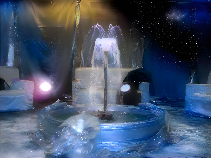 Fountain in cold space