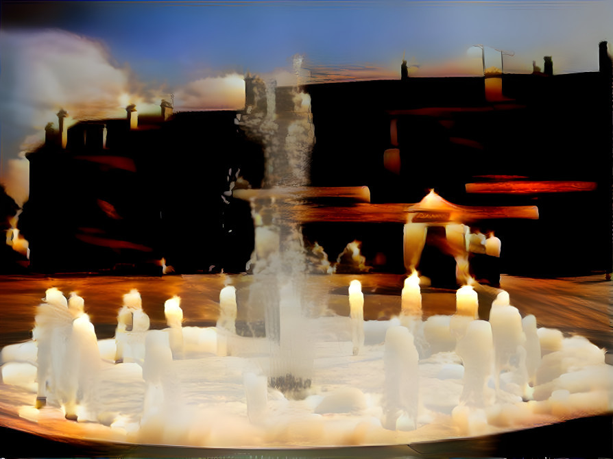 Candle flames soap fountain