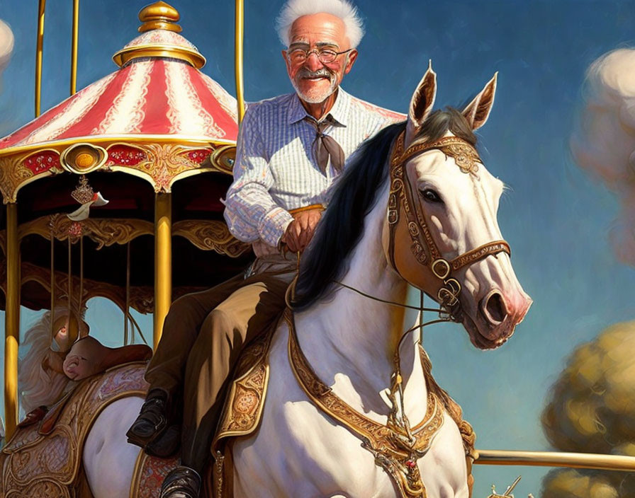  Grandpa rides carousel