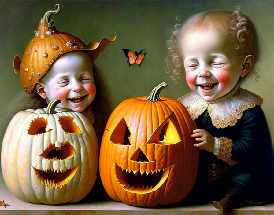 Laughing pumpkin heads