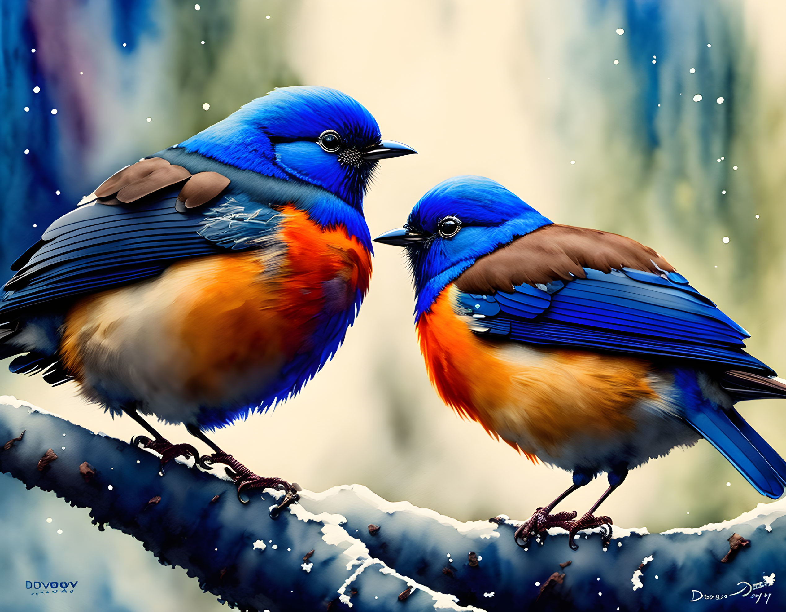 BLUE BRESTED ROBINS