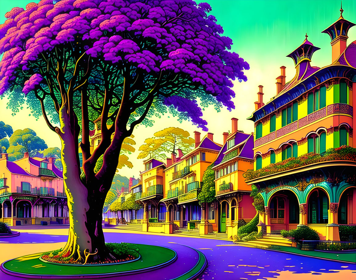 houses and a tree
