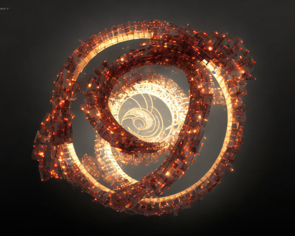 Illuminated Spiral Structure on Dark Background