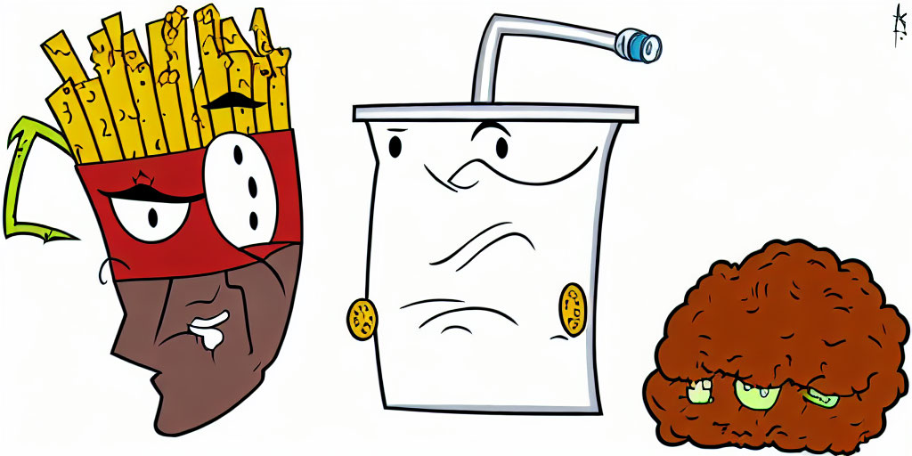 Fast Food Animated Characters: Fries, Soda, Burger