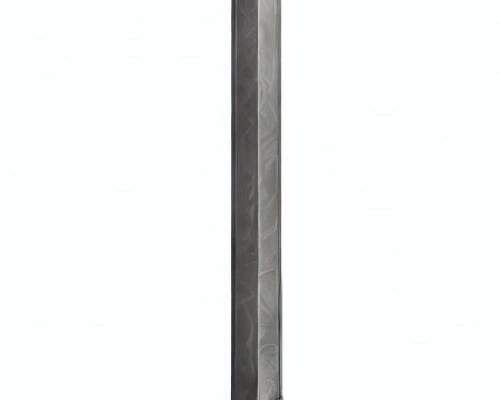 Detailed illustration of long, patterned double-edged sword with cruciform hilt.