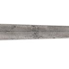 Patterned Damascus Steel Sword with Intricate Guard and Tapered Tip