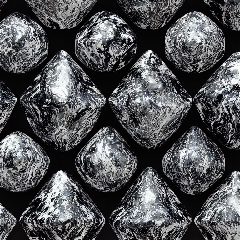 Reflective Crumpled Silver Foil Balls on Dark Background