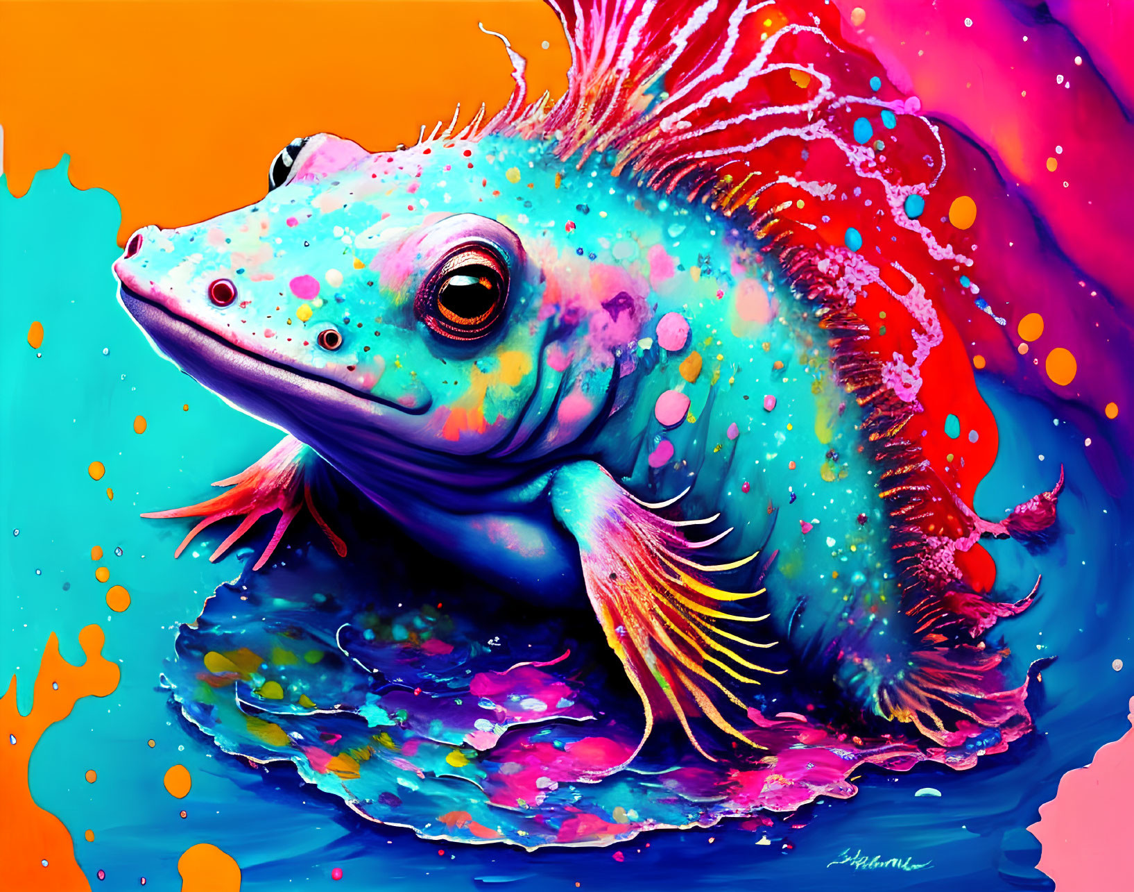Colorful digital artwork of a fantastical fish with intricate patterns