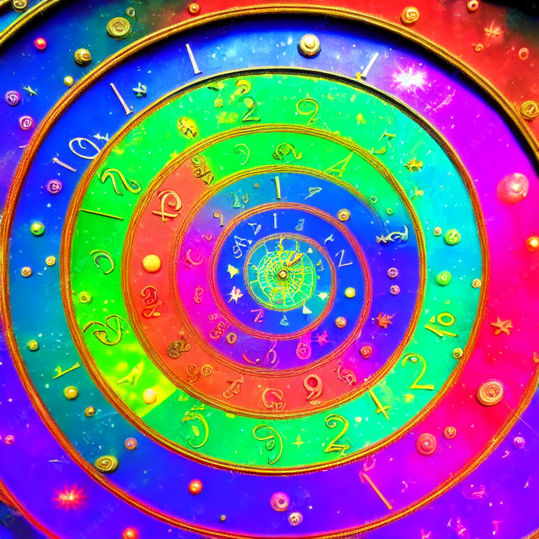 Colorful Astrological Mandala with Zodiac Signs and Numerical Figures