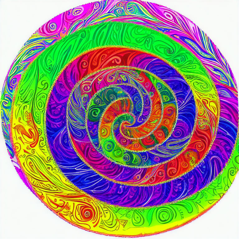 Multicolored abstract swirl with intricate psychedelic patterns