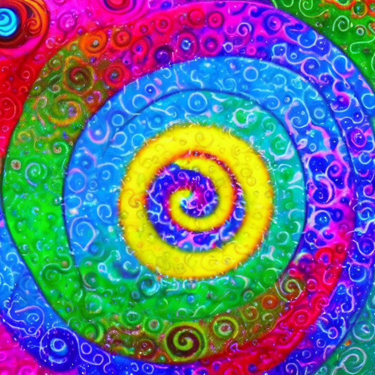 Colorful Swirl Pattern with Textured Surface and Bubble-like Details