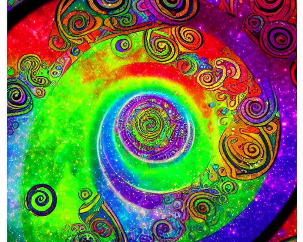 Colorful Psychedelic Swirls with Galaxy Background Spiral Effect