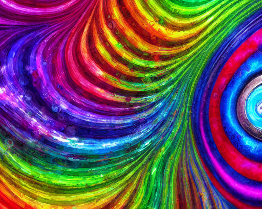 Colorful concentric circles with psychedelic rainbow palette and glossy finish