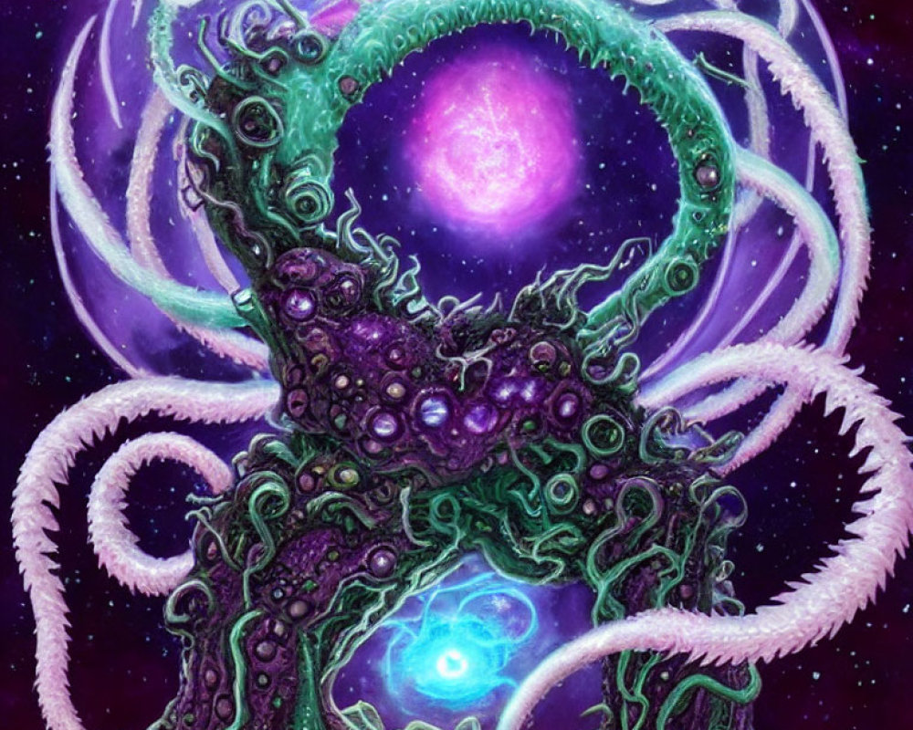 Vivid Otherworldly Tentacled Creature in Cosmic Setting
