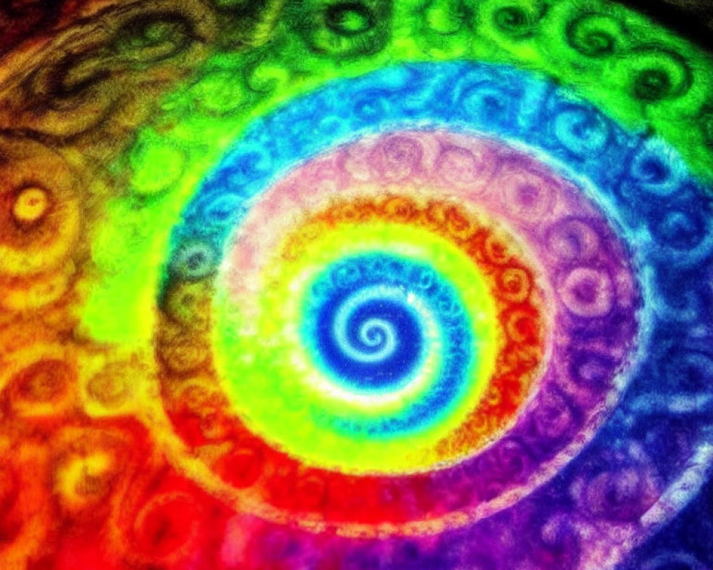 Colorful Psychedelic Spiral Pattern with Fractal-Like Design
