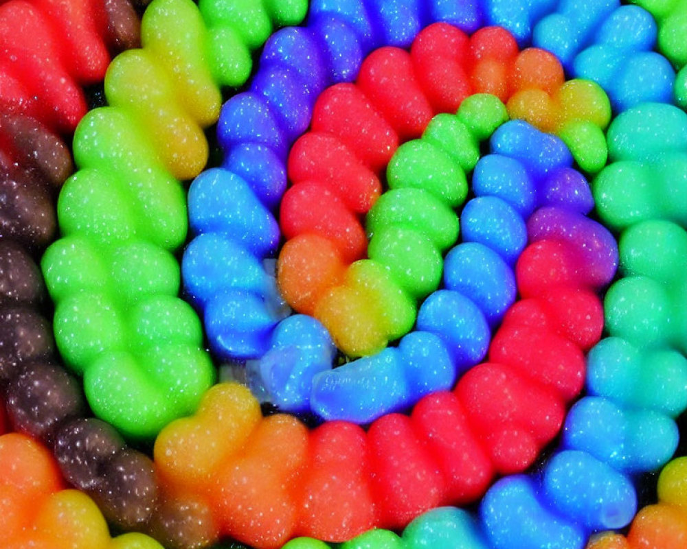 Colorful Spiral Pattern of Multicolored Gummy Candies