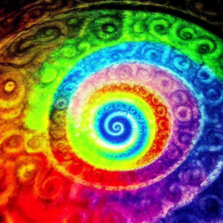 Colorful Psychedelic Spiral Pattern with Fractal-Like Design