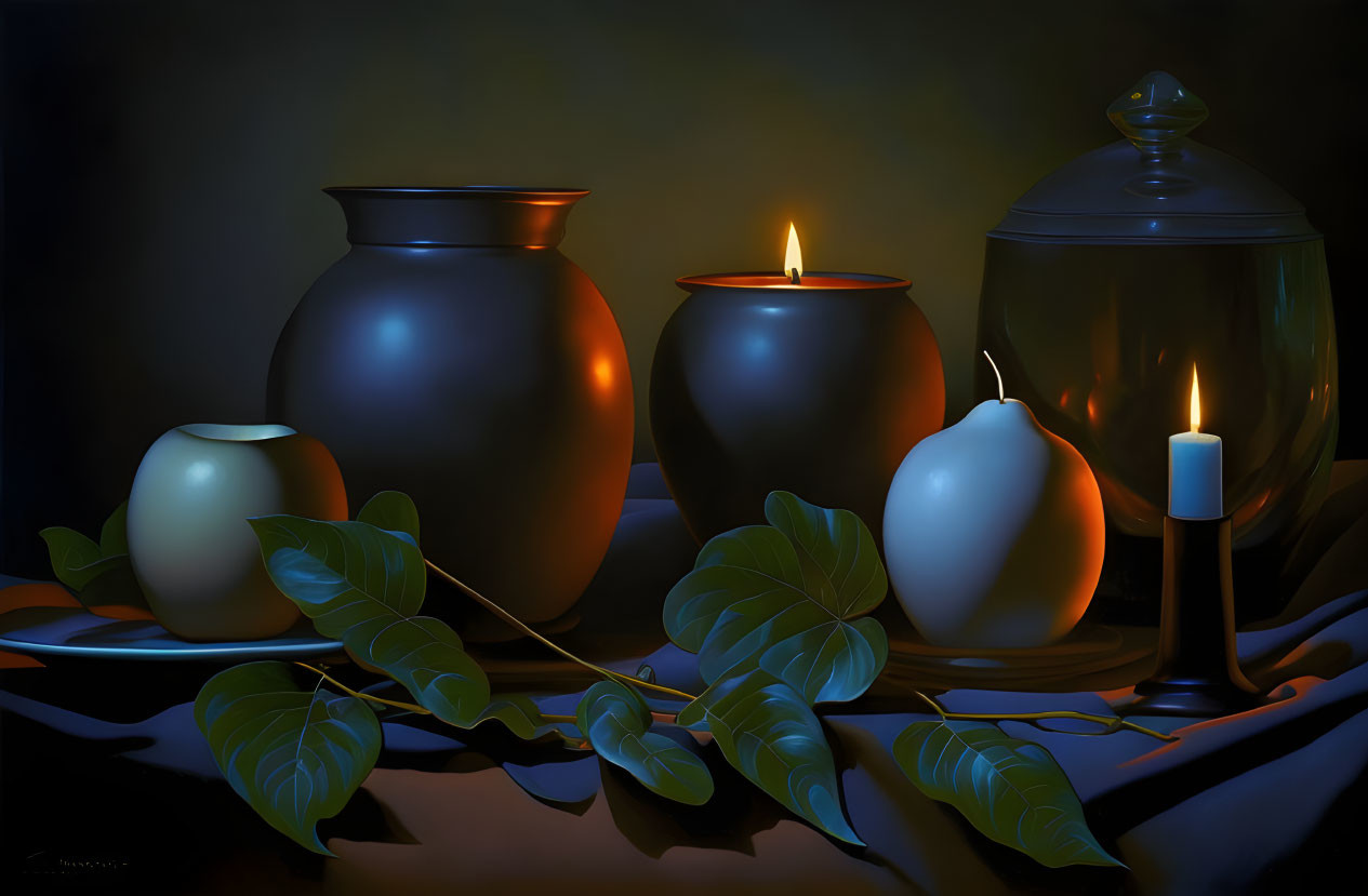 Painting by candlelight with a full moon.