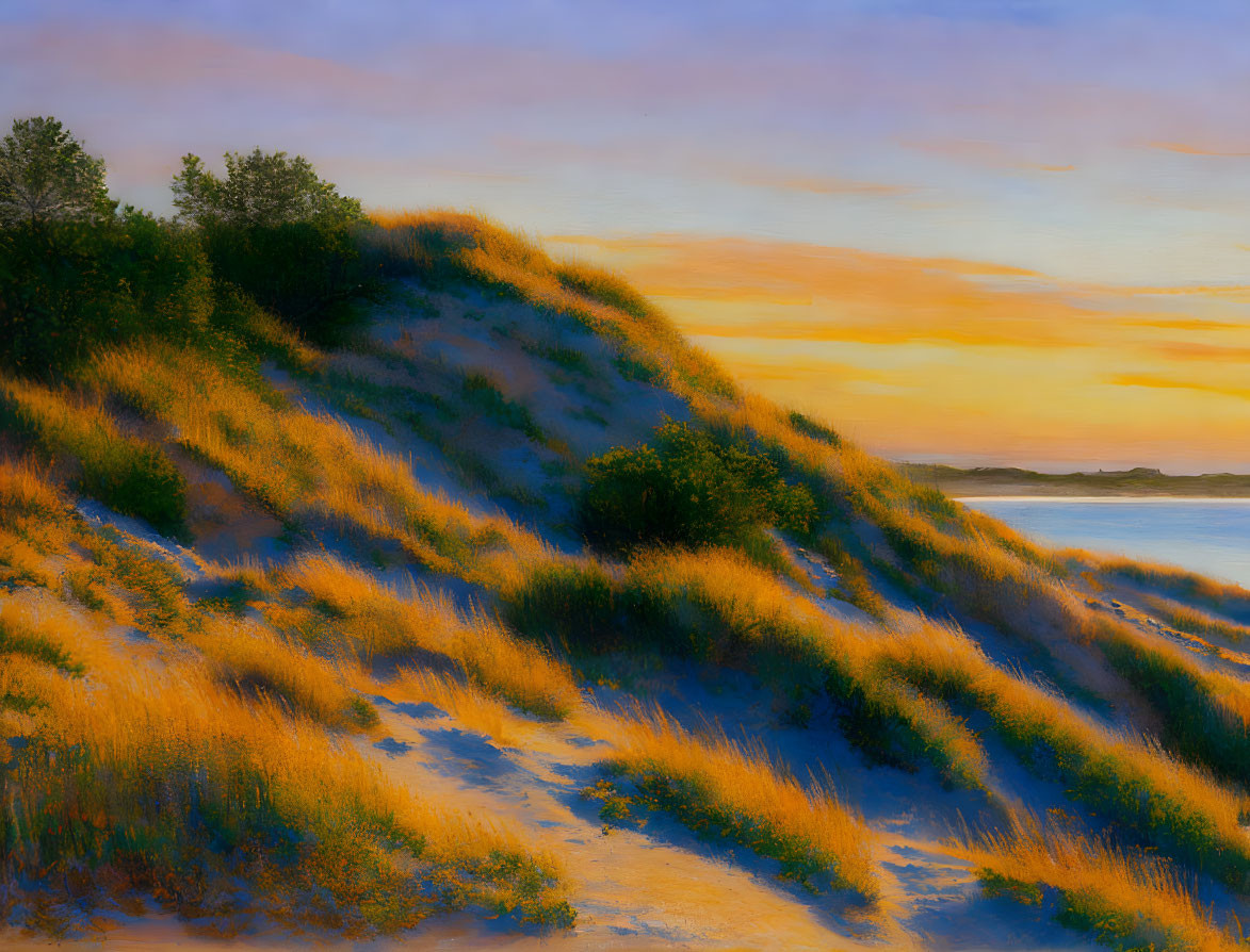 Coastal dunes at sunset