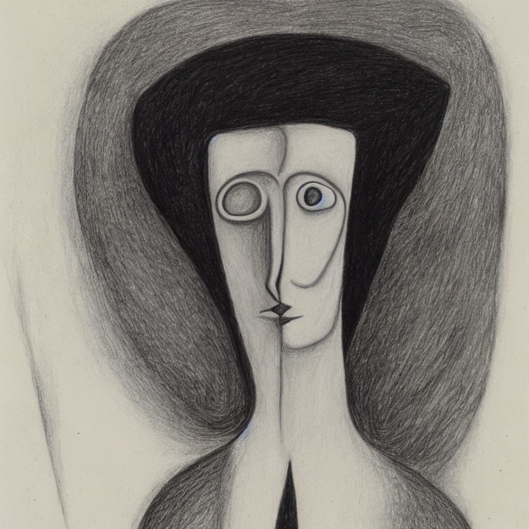 Stylized abstract female figure with elongated features