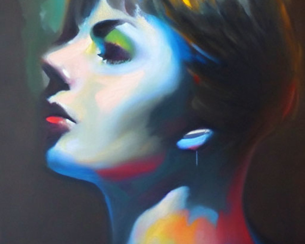 Colorful Abstract Shadows Adorn Woman's Portrait