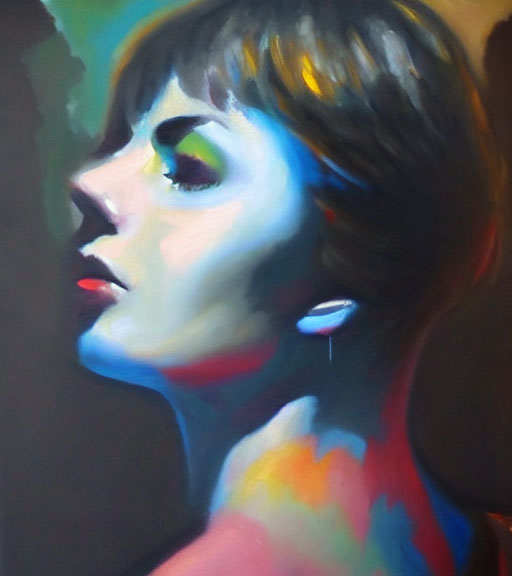 Colorful Abstract Shadows Adorn Woman's Portrait