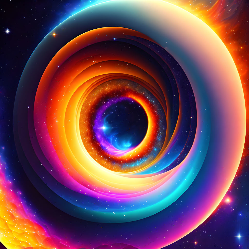 Colorful swirling cosmic vortex in vibrant digital artwork