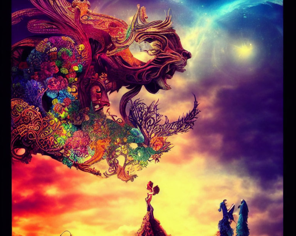 Colorful Dragon in Celestial Fantasy Artwork