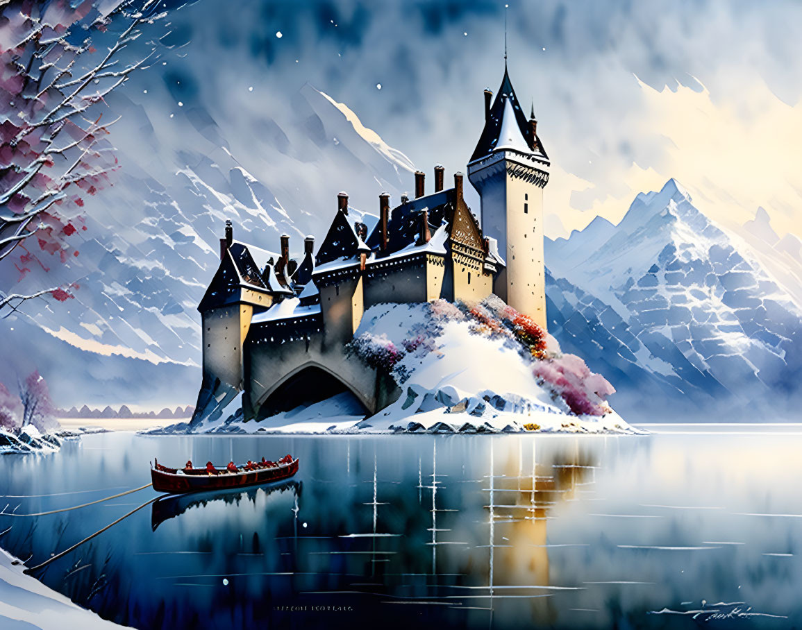 Castle in a Mountain Lake