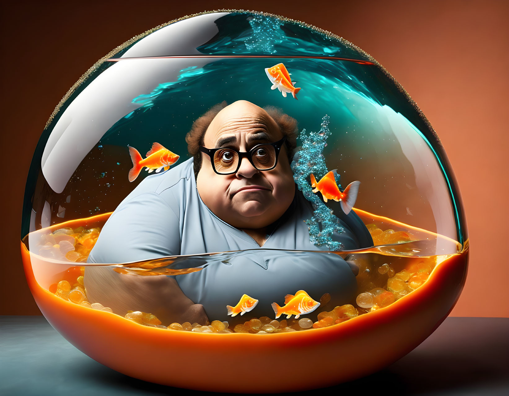 Frank in a fish bowl