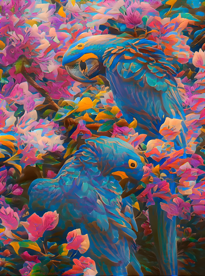 Birds Amongst The Flowers