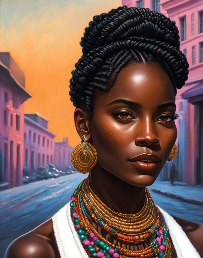 Afrocentric Goddess With Braided Hair