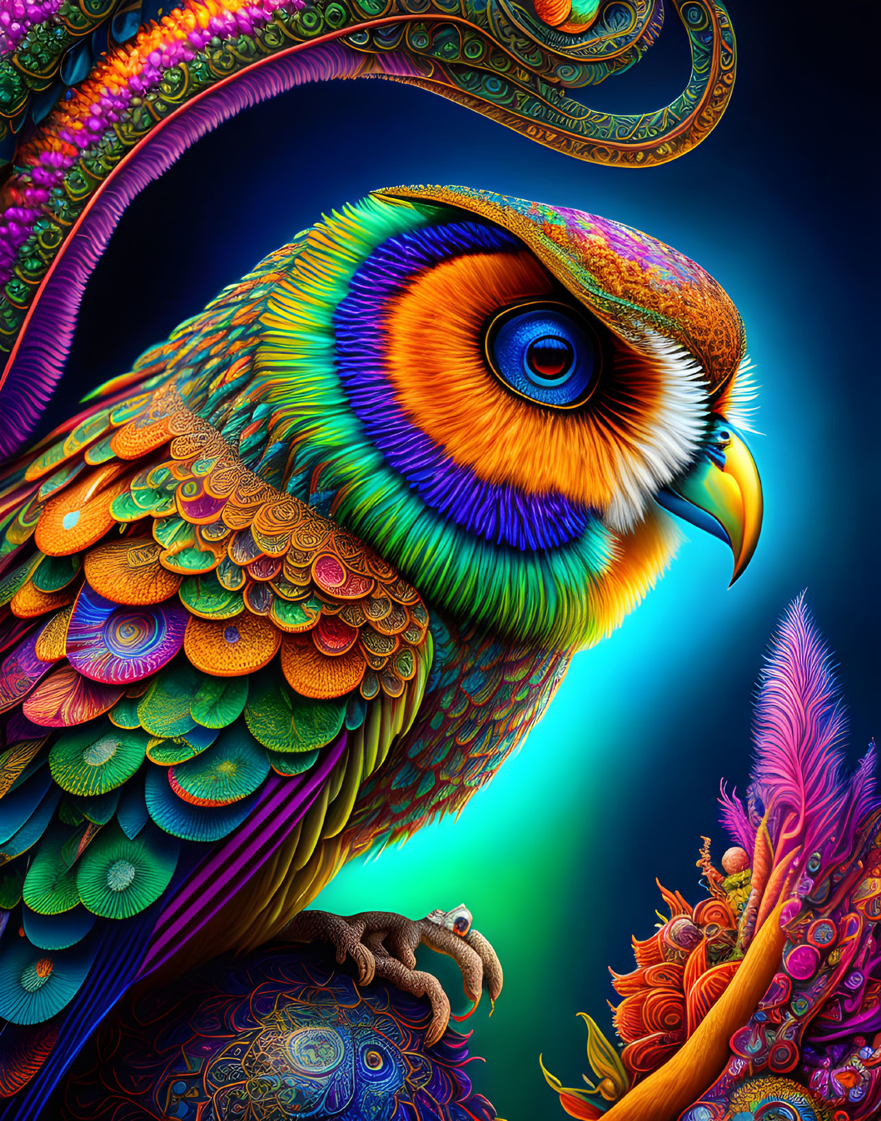 Colorful Owl In Paradise 