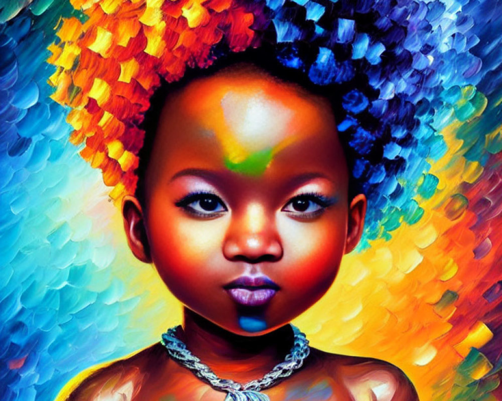 Colorful Digital Artwork of Child with Brushstroke Texture
