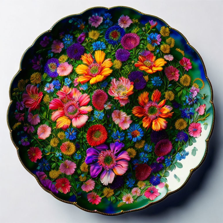 Plate Adorned With Flowers 