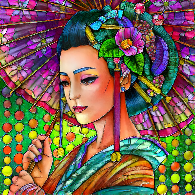 Woman With The Colorful Umbrella 