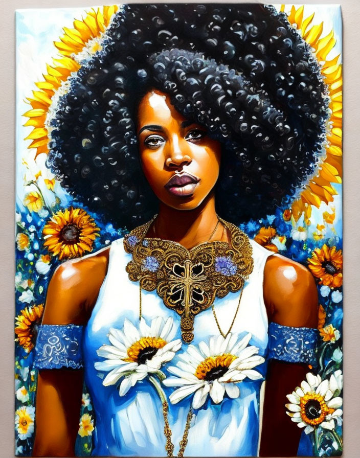 Afro-Pop Goddess Amongst The Sunflowers