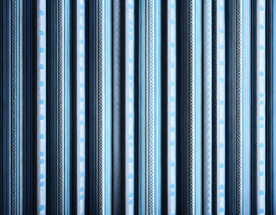 Blue Striped Fabric with Dots and Lines Texture Variations