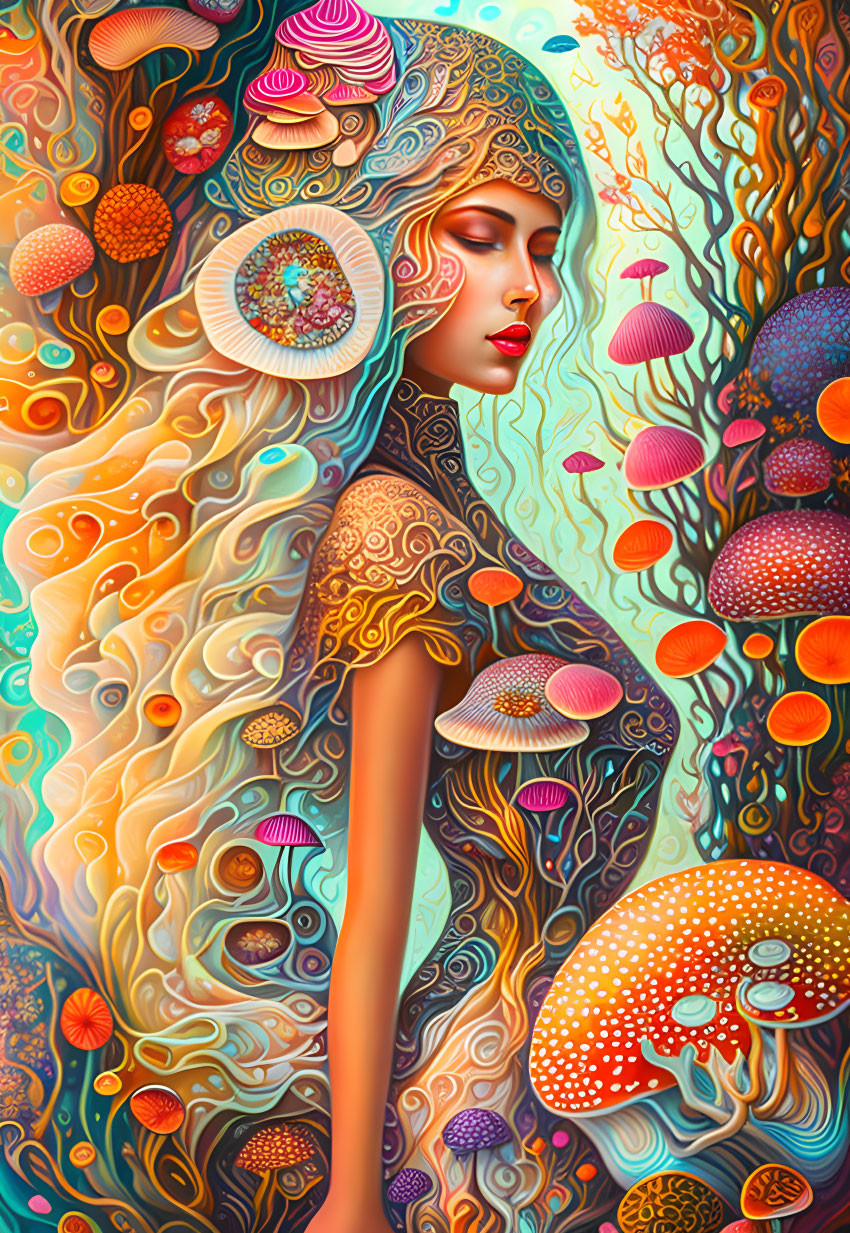 lady with mushrooms 3