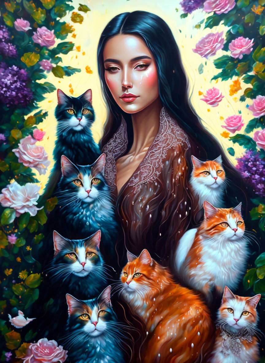 lady with cats