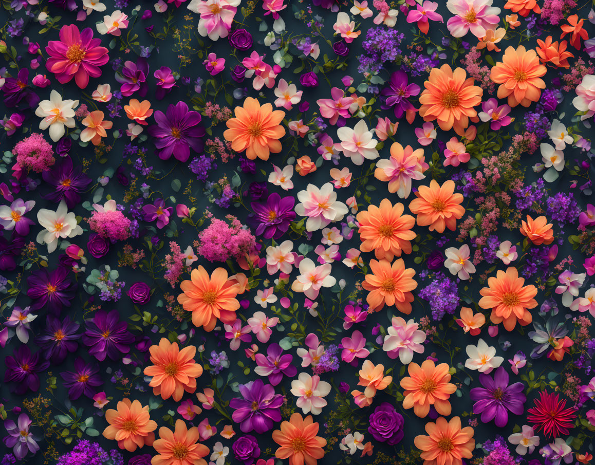 Assortment of Colorful Flowers in Full Bloom