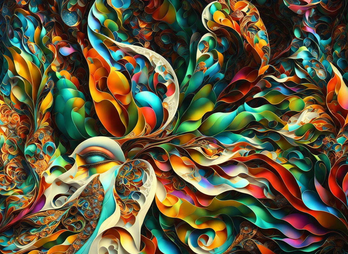 Colorful Fractal Art: Abstract Eye in Swirling Patterns