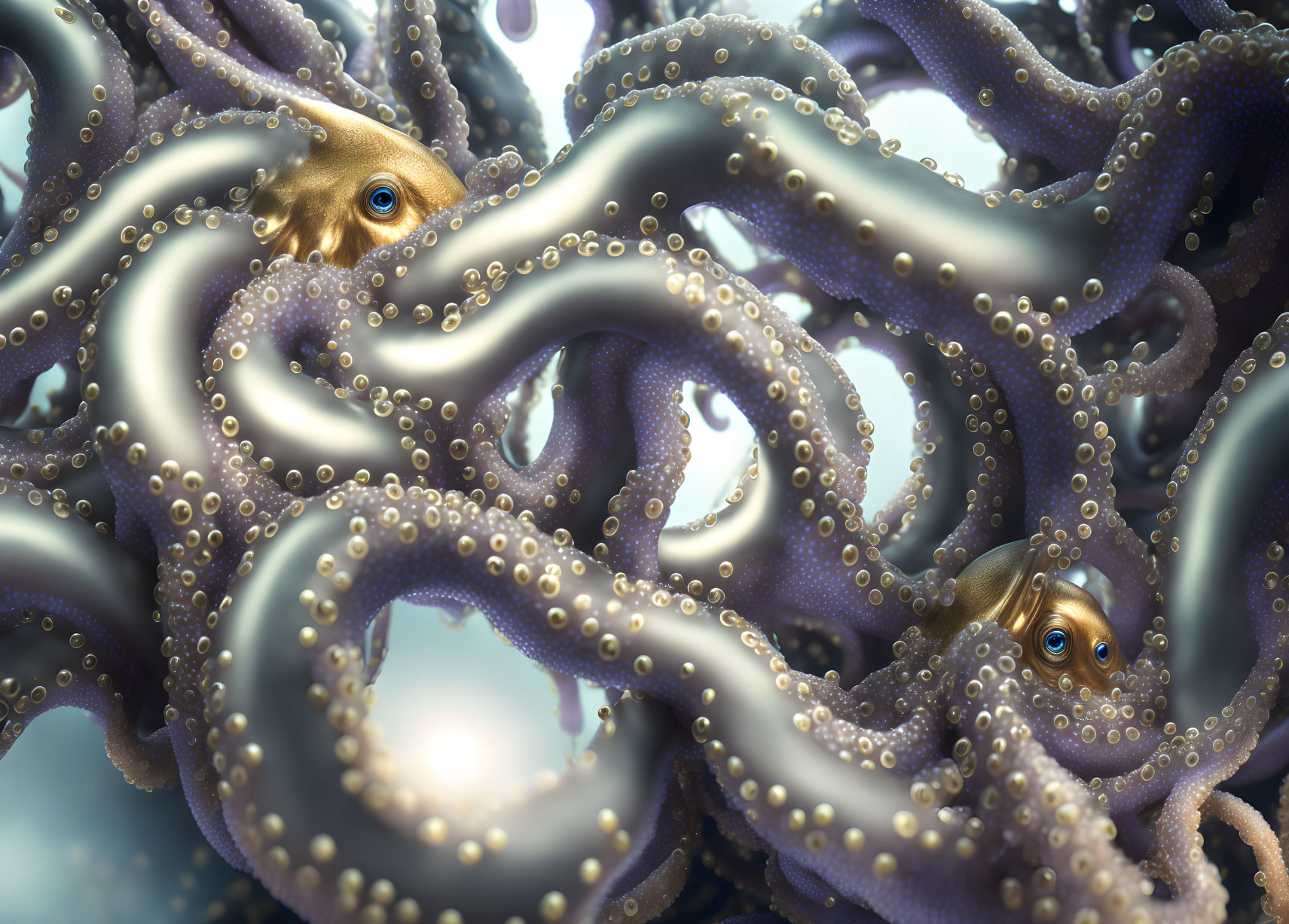 Detailed Octopus Tentacles with Suckers and Eyes