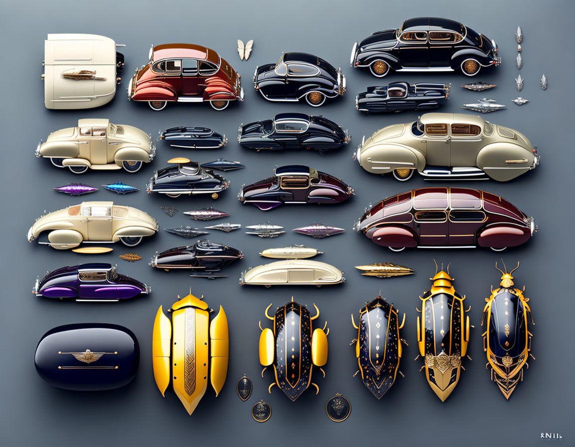 Luxurious Vintage Vehicles Collection with Embellishments