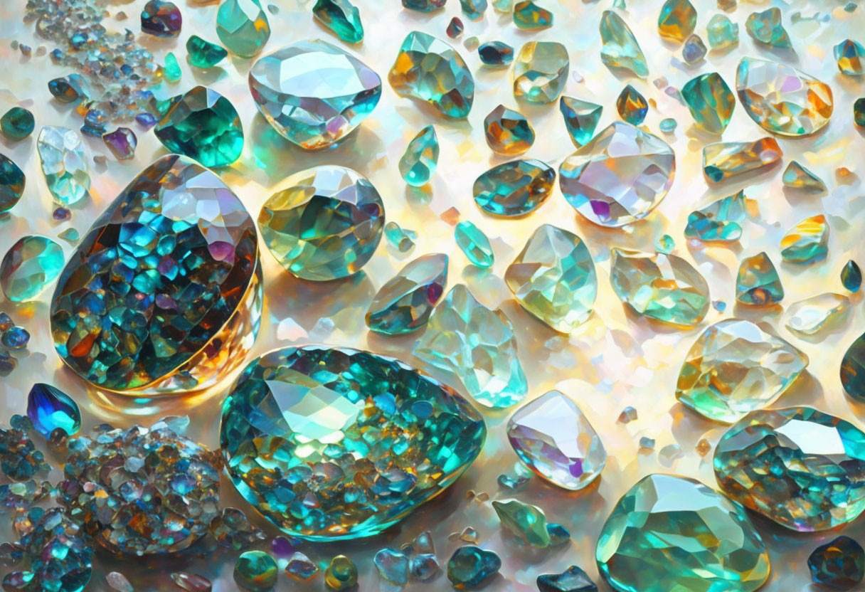 Iridescent Gemstones in Blue and Green Hues