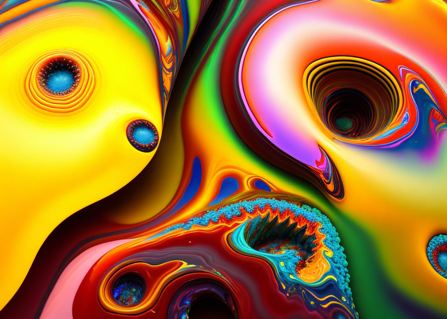 Vivid Abstract Swirls with Psychedelic Patterns