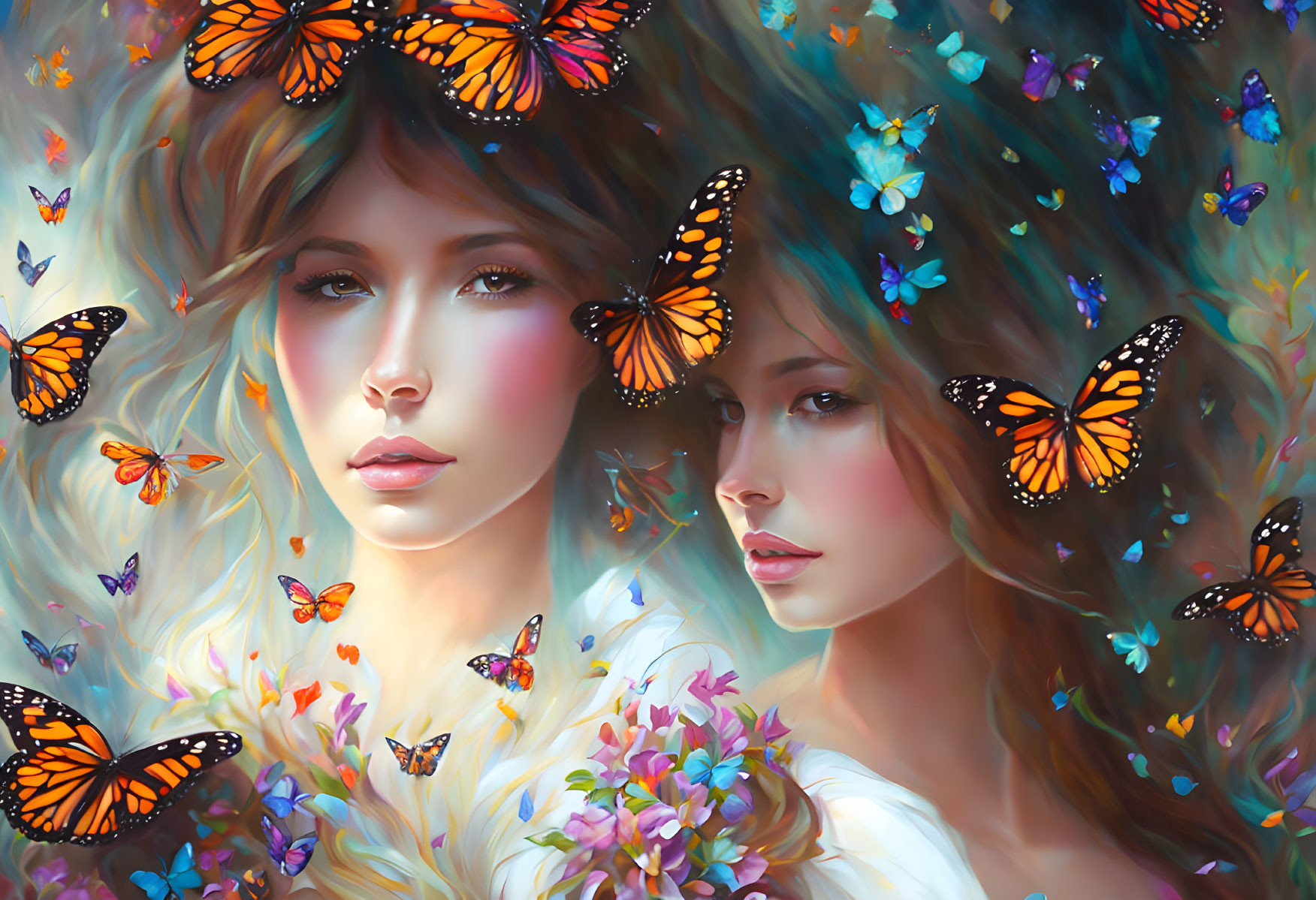 women with butterflies
