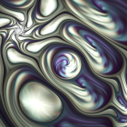 Flowing organic design of abstract fractal art in purple and green swirls